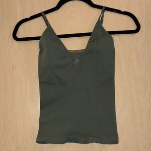 Free people Olive Green Ribbed V-Neck Camisole